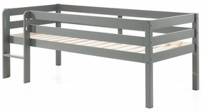 Conjunto Cama alta de Criança PINO 90 x 200 cm + estrado + escada + 3 gavetas Cinzenta