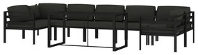 8 pcs conjunto lounge jardim com almofadões alumínio antracite