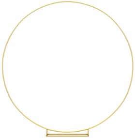 Outsunny Arco de Jardim de Metal Redondo Arco de Decoração com Revestimento em Pó para Plantas Trepadoras Flores Decoração 230x28x234 cm Dourado
