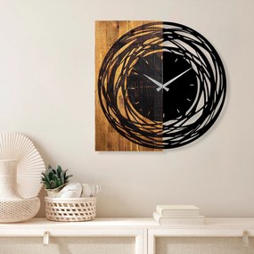 Relógio de Parede Decorativo Mas-039 – Nogueira Clara e Preto – 58 x 3