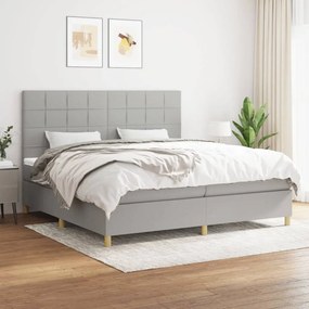 vidaXL Cama com molas/colchão 200x200 cm tecido cinza-claro