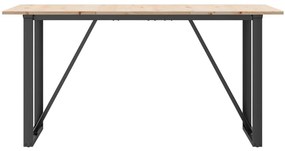Mesa de jantar estrutura em O 160x80x75cm pinho e aço