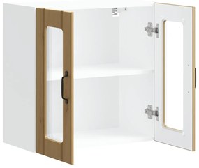 Armário de parede cozinha porta vidro Lucca carvalho artesanal