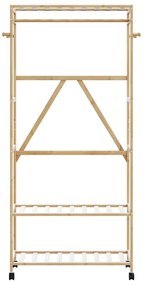 Cabide com prateleiras e rodas 90x40x179,5 cm bambu