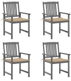 Cadeiras de jardim com almofadões 4 pcs acácia maciça cinza