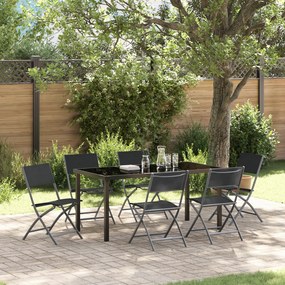 vidaXL Conjunto de Jantar Jardim 7 Peças Preto Textilene e Aço