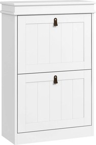 HOMCOM Móvel Sapateira Branco Sapateira Estreita com 2 Portas e Prateleira Ajustável para 10 Pares de Sapatos 54x24x82,5 cm Branco | Aosom Portugal