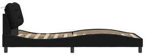Estrutura de cama sem colchão 90x190 cm tecido preto
