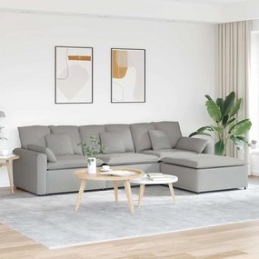 vidaXL Sofá modular com pufes e almofadas cinzento nublado