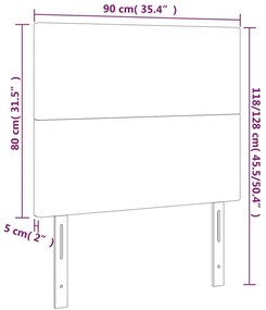 Cabeceira cama c/ LED tecido 90x5x118/128 cm cinza-acastanhado