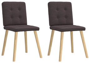 Cadeiras de jantar 2 pcs tecido castanho-escuro