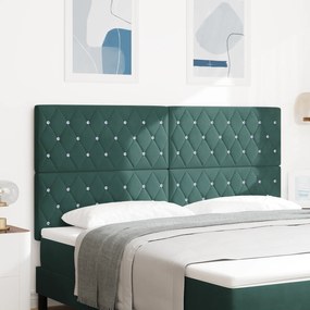 Cabeceira com Botão de Cristal Tufted Verde Escuro 180 cm Veludo