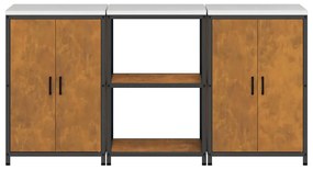 Conjunto de Armazenamento de Cozinha 3 pcs Ferro Enferrujado