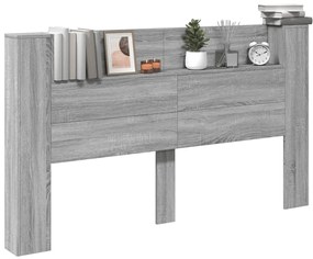 Armário de cabeceira c/ luzes LED 180x16,5x103,5cm cinza sonoma