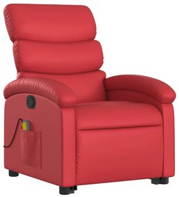 Poltrona massagens reclinável elevatória couro artif. vermelho