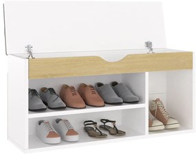 Banco sapateira + almofadão 104x30x49 cm contrap. branco/sonoma