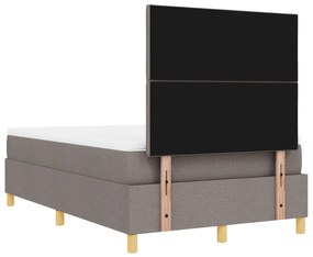 Cama Box Spring com Colchão &amp; Banco Taupe 120x200 cm Tecido
