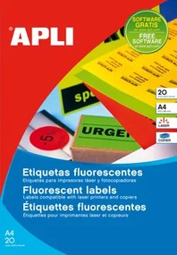 Etiquetas Autocolantes ø 60 Verde Fluorescente 20 Folhas Apli