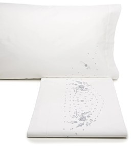 Jogo de lençóis bordados da lixa - 100% algodão percal 200 fios: cama 160/180cm - 1 lençol superior 260 x 300 cm + 1 lençol de baixo 260 x 300 cm+ 2 fronha almofada 50x70 cm