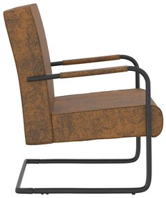 325734 vidaXL Cantilever Chair Brown Fabric