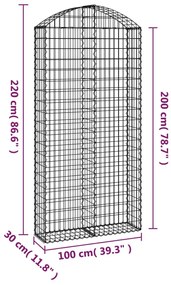 Cesto gabião arqueado 100x30x200/220 cm ferro galvanizado