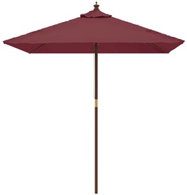Guarda-sol de jardim com poste de madeira 198x198x231 cm bordô
