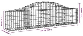 Cestos gabião arqueados 4 pcs 200x30x40/60 cm ferro galvanizado