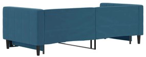 Sofá-cama com gavetão 90x200 cm veludo azul