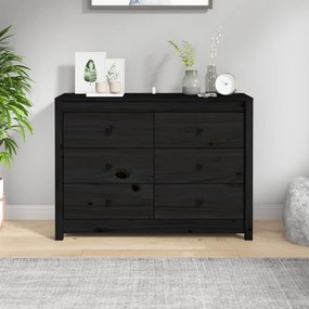 vidaXL Armário de apoio 100x40x72 cm pinho maciço preto