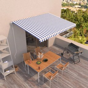 Toldo retrátil automático 400x350 cm azul e branco