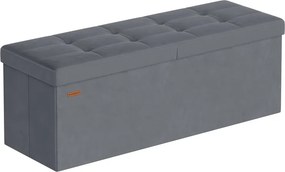Banco com espaço de arrumação e tampa rebatível 38 x 110 x 38 cm cinzento ardósia