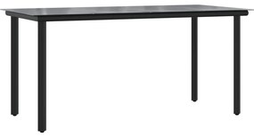 5 pcs conjunto de jantar p/ jardim c/ almofadões vime PE preto