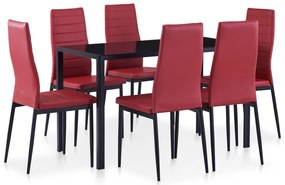 Conjunto de jantar 7 pcs vermelho tinto