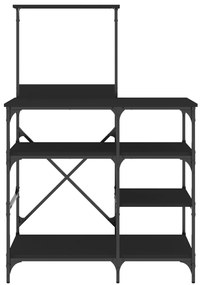 Estante de cozinha 90x40x132 cm derivados madeira/metal preto