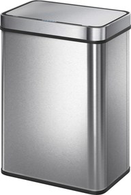 Caixote do lixo com sensor de 50 L com tampa de fecho suave 39 x 27 x 54 cm, caixote do lixo automático de cozinha em aço inoxidável, prateado