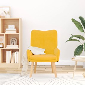 Poltrona Relaxante vidaXL Amarelo Claro em Tecido de Veludo