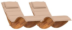 Espreguiçadeiras Balançantes com Almofadas 2 pcs Madeira Sólida de Acá