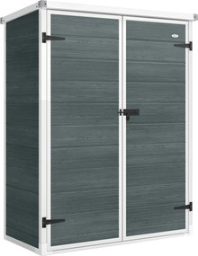 Outsunny Abrigo para Ferramentas 0,8 m² Galpão com Prateleiras Dobráveis 134x68,5x170 cm Plástico com Porta Dupla Fechável e Base | Aosom Portugal