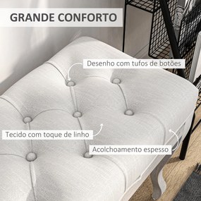 Banco “Ingrid” – Estilo Vintage com Assento Acolchoado e Pés de Madeir