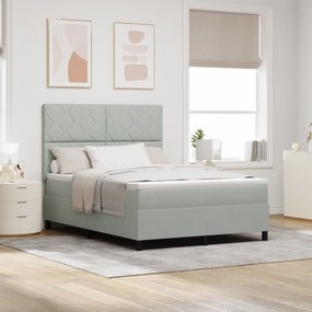 Cama Box Spring com Colchão vidaXL Cinza Claro 160x200 cm Veludo