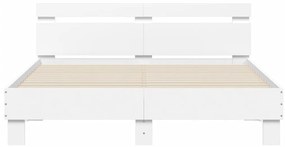 Estrutura de cama com cabeceira e luzes LED 140x190 cm branco