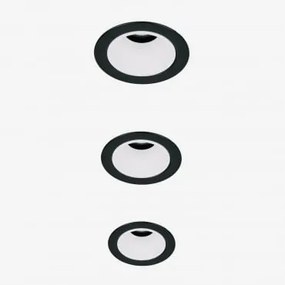 Pack De 3 Downlights Led Embutidos Com Molduras Redondas Ø5 Cm Em Alumínio Luisiana Preto - Branco & Branco 3000k & 3 W & 38º - Sklum