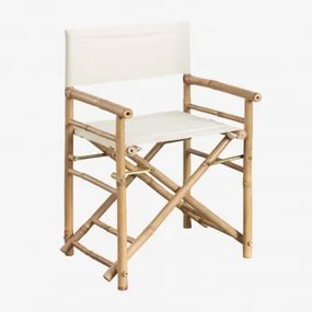 Cadeira De Diretor Dobrável Em Bambu Para Jardim Woody Branco - Sklum