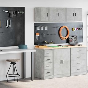 Armários de garagem 2 pcs madeira processada cinzento-cimento