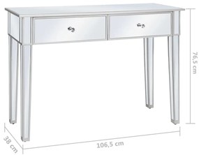 Mesa consola espelhada em MDF e vidro 106,5x38x76,5 cm