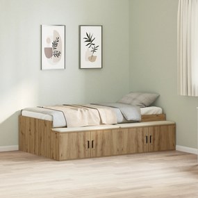 vidaXL Estrutura de Cama de Armazenamento Carvalho Artesanal 90x190 cm