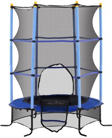 HOMCOM Trampolim para Crianças com Rede de Segurança e Estrutura de Aço para Interiores e Exteriores Carga 50 kg Ø163x190 cm Azul