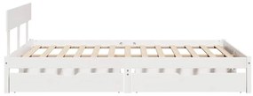 Cama sem colchão 160x200 cm madeira de pinho maciça branco