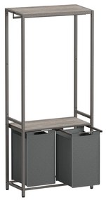 Cesto de roupa com duas secções e alças para pendurar | VASAGLE | 73 x 33 x 175 cm | cinzento claro|cinza ardósia | BLH231G02.