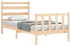 Estrutura de cama com cabeceira 90x190 cm madeira maciça